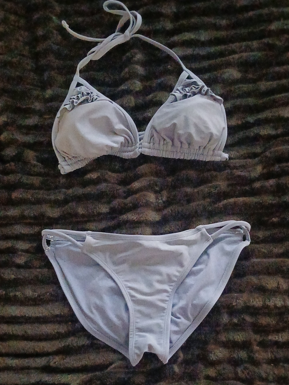 Xhilaration Dusty Blue Ruffle Top Bikini Set Size Top L bottoms SM